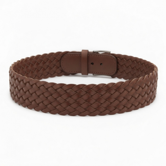 Braided Leather Wide Waist Woven Belt