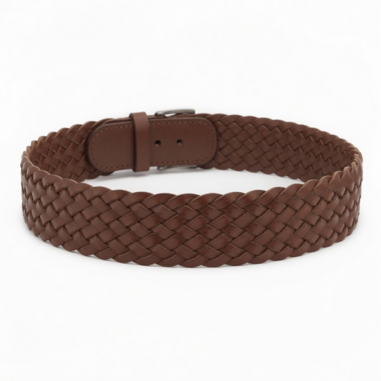 Braided Leather Wide Waist Woven Belt