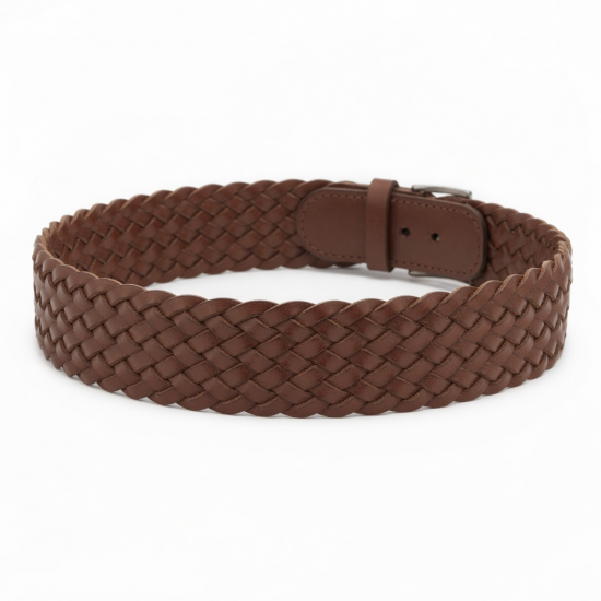 Braided Leather Wide Waist Woven Belt