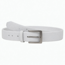 White Men's Buckle Woven Belt