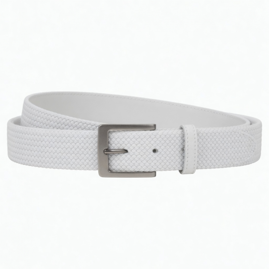 White Men's Buckle Woven Belt