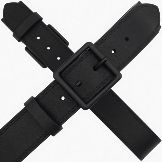 Wide Black Leather Women's Belt