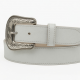 White Leather Western Buckle Belt
