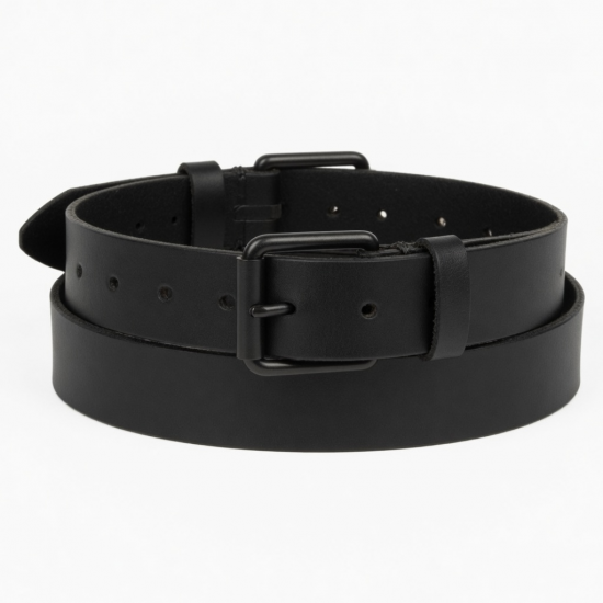 Vintage Black Leather Buckle Belt