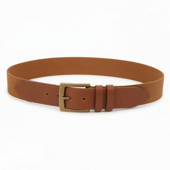 Leather Elastic Tan Unisex Belt