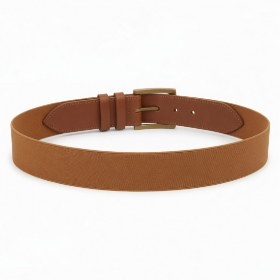 Leather Elastic Tan Unisex Belt