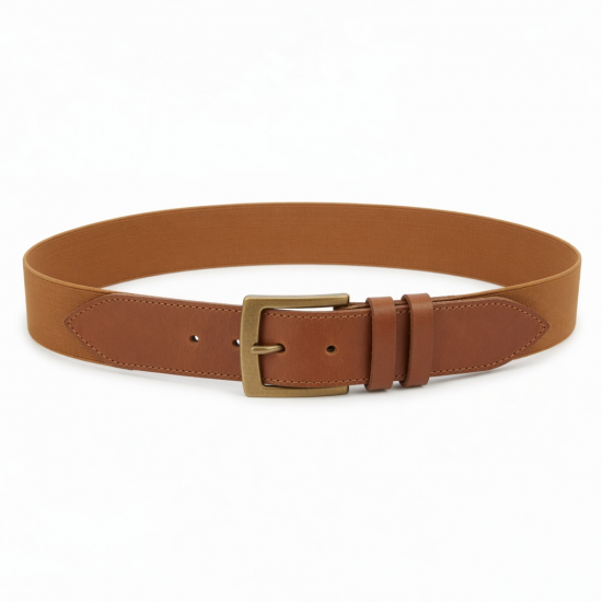 Leather Elastic Tan Unisex Belt