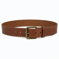 Vintage Tan Brown Leather Buckle Wide Belt