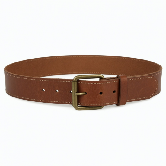 Vintage Tan Brown Leather Buckle Wide Belt