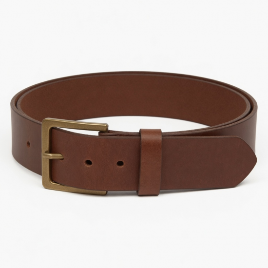 Unisex Leather Brown Wide Belt