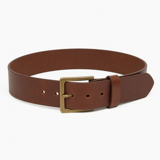 Unisex Leather Brown Wide Belt
