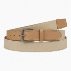 Canvas Leather Beige Belt