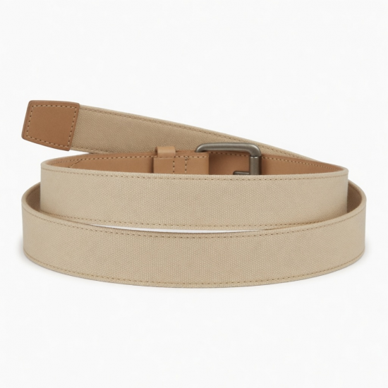 Canvas Leather Beige Belt