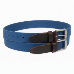 Men's Blue Canvas Leather Buckle Belt