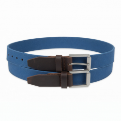 Men's Blue Canvas Leather Buckle Belt