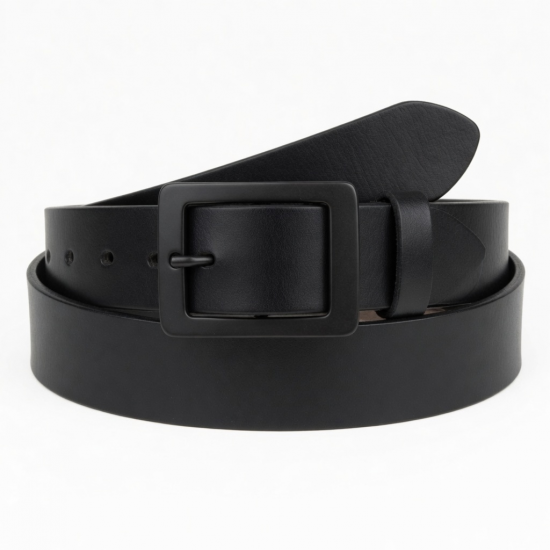 Wide Buckle Leather Belt