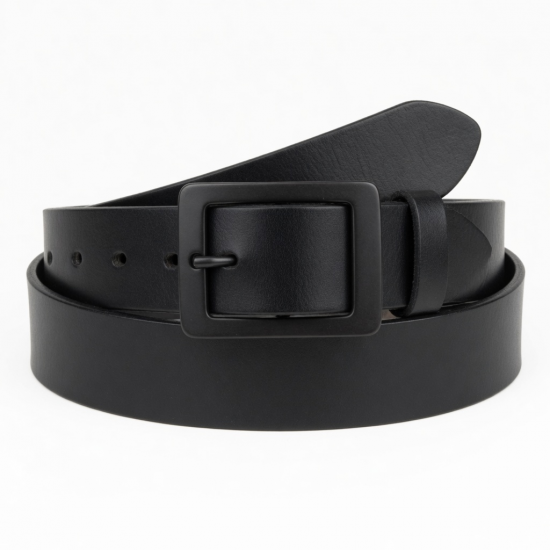Wide Buckle Leather Belt