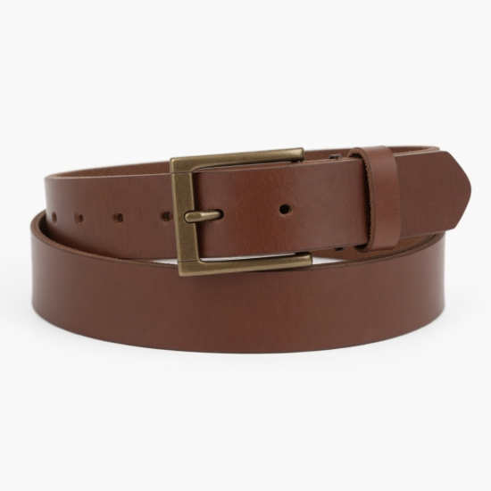 Brown Leather Buckle Women's Belt
