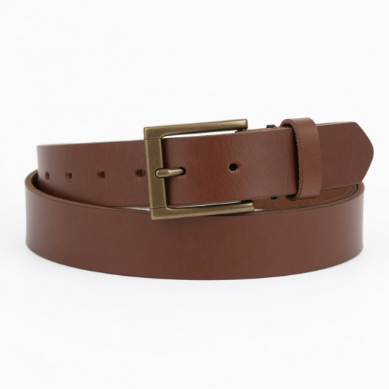 Brown Leather Buckle Women's Belt