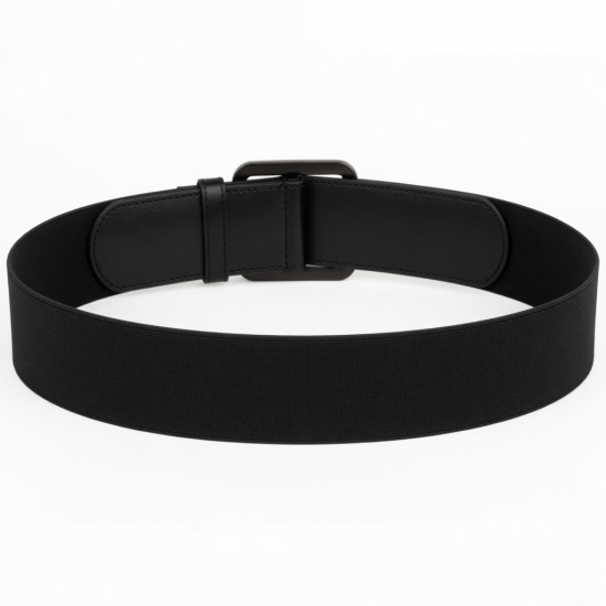 Women's Leather Waist Elastic Stretch Wide Buckle Belt